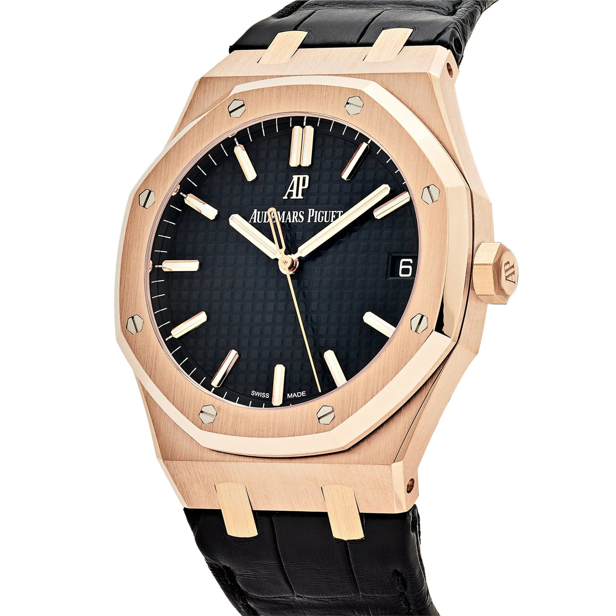 Audemars Piguet Royal Oak or rose, détail de la lunette octogonale