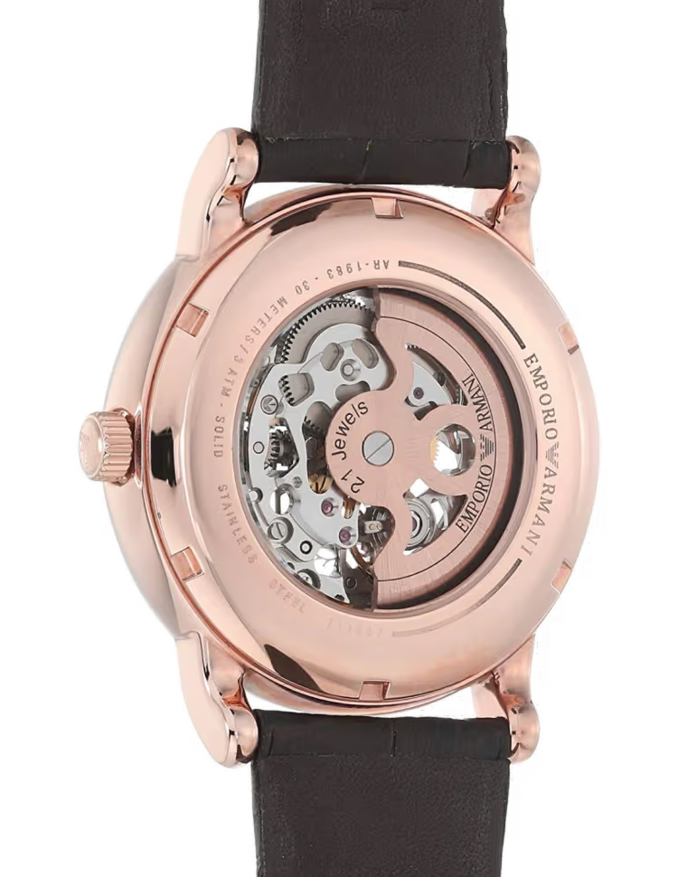 Emporio Armani AR60007 sur bracelet cuir brun, boîtier 43 mm