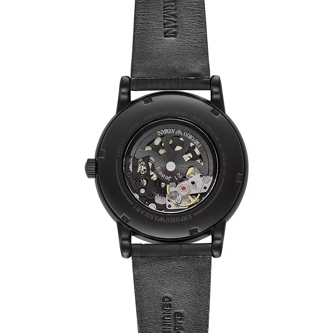 Emporio Armani AR60008, détail du boîtier acier noir 43 mm